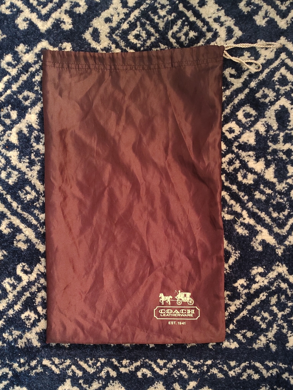Coach Brown Drawstring Dust Bag with Logo